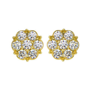 Diamond Flower Stud Earrings