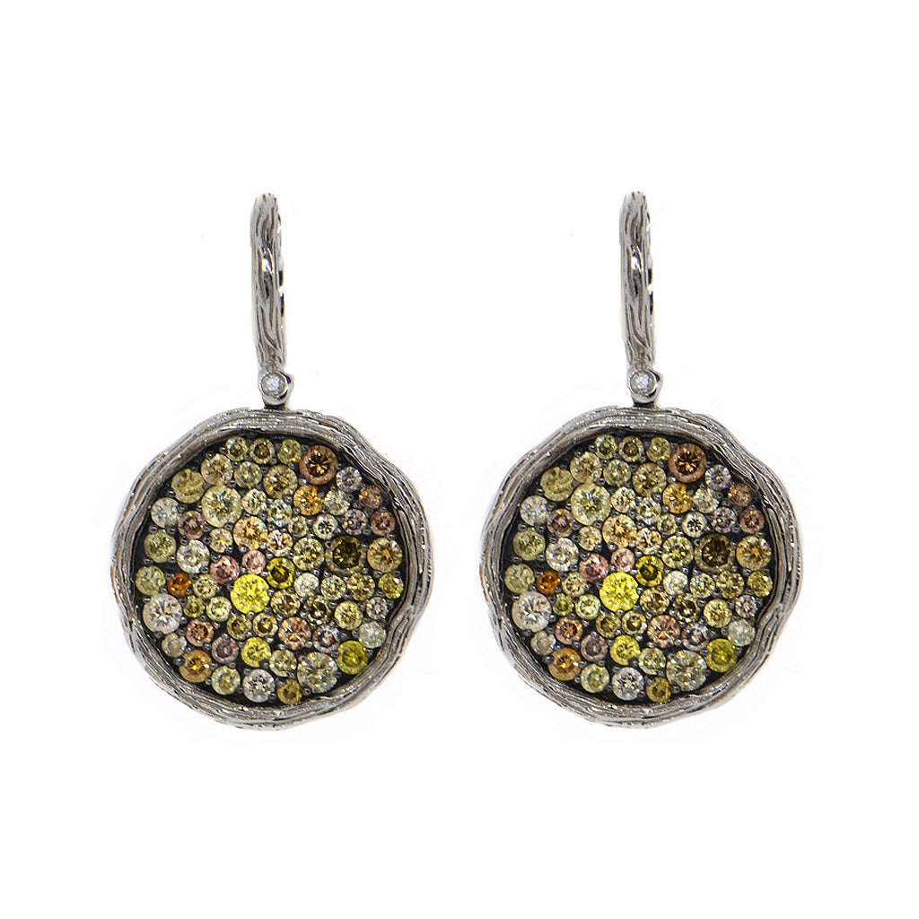 pave chocolate diamond bark earrings
