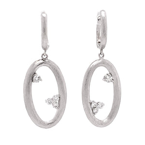 Oval drop earring with diamonds