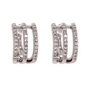 triple row diamond earring