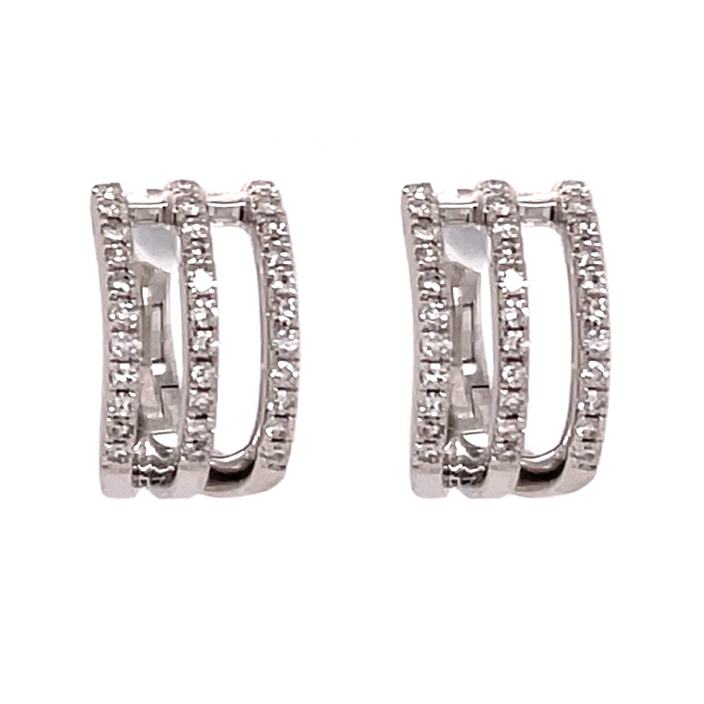 triple row diamond earring