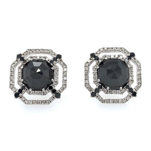 black diamond halo earrings