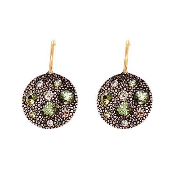 Diamond and Sapphire Disc Earrings