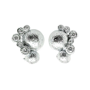 textured circle diamond accent earrings