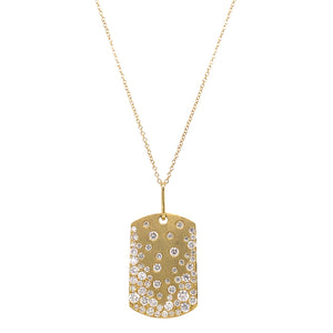 Scattered Diamond Dog Tag Necklace