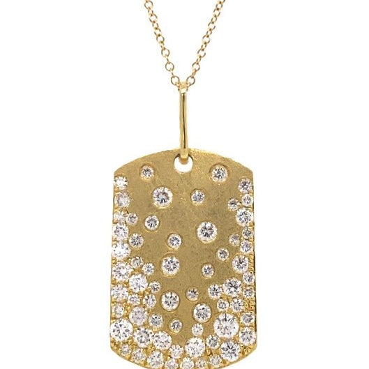 Scattered Diamond Dog Tag Necklace