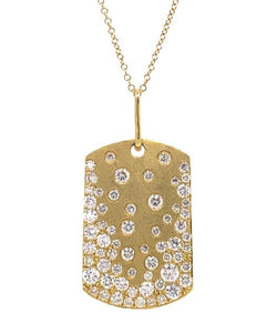 Scattered Diamond Dog Tag Necklace