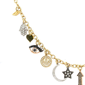 Gold and Diamond Multi-Charm Necklace