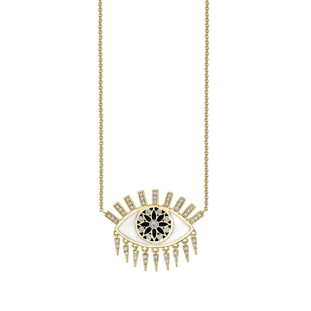 Diamond Fringe Kaleidoscope Eye Necklace