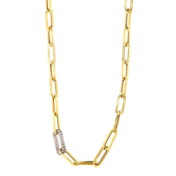 Single Diamond Link Paperclip Necklace