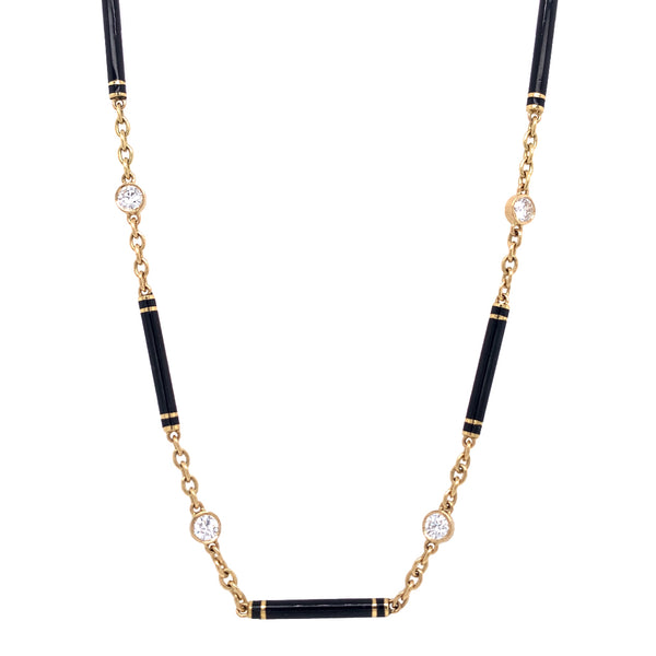 Black Enamel and Diamond Necklace.