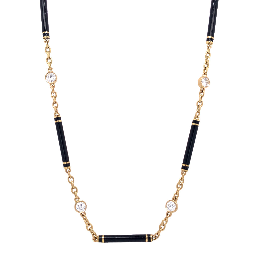 Black Enamel and Diamond Necklace.