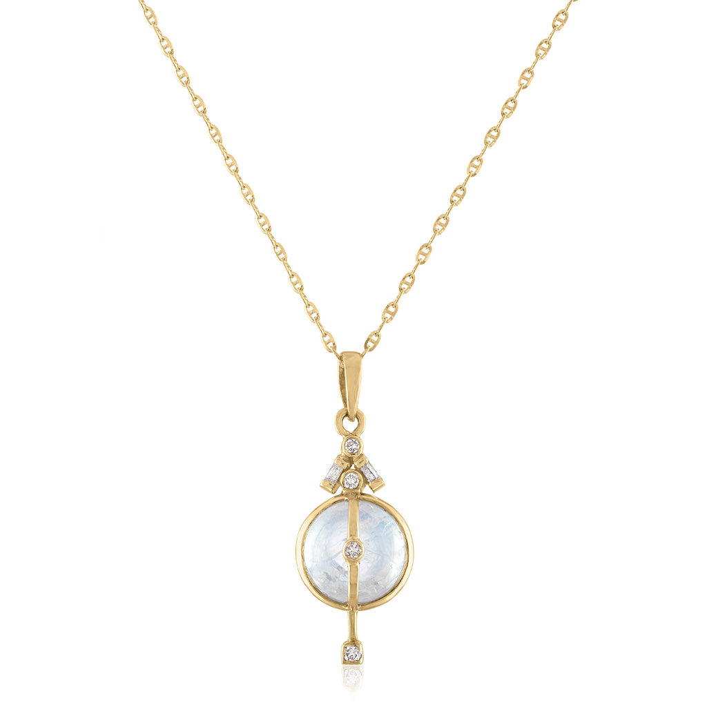 Moonstone and Diamond Necklace