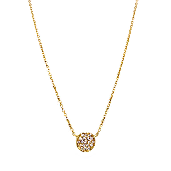 pave diamond disc necklace
