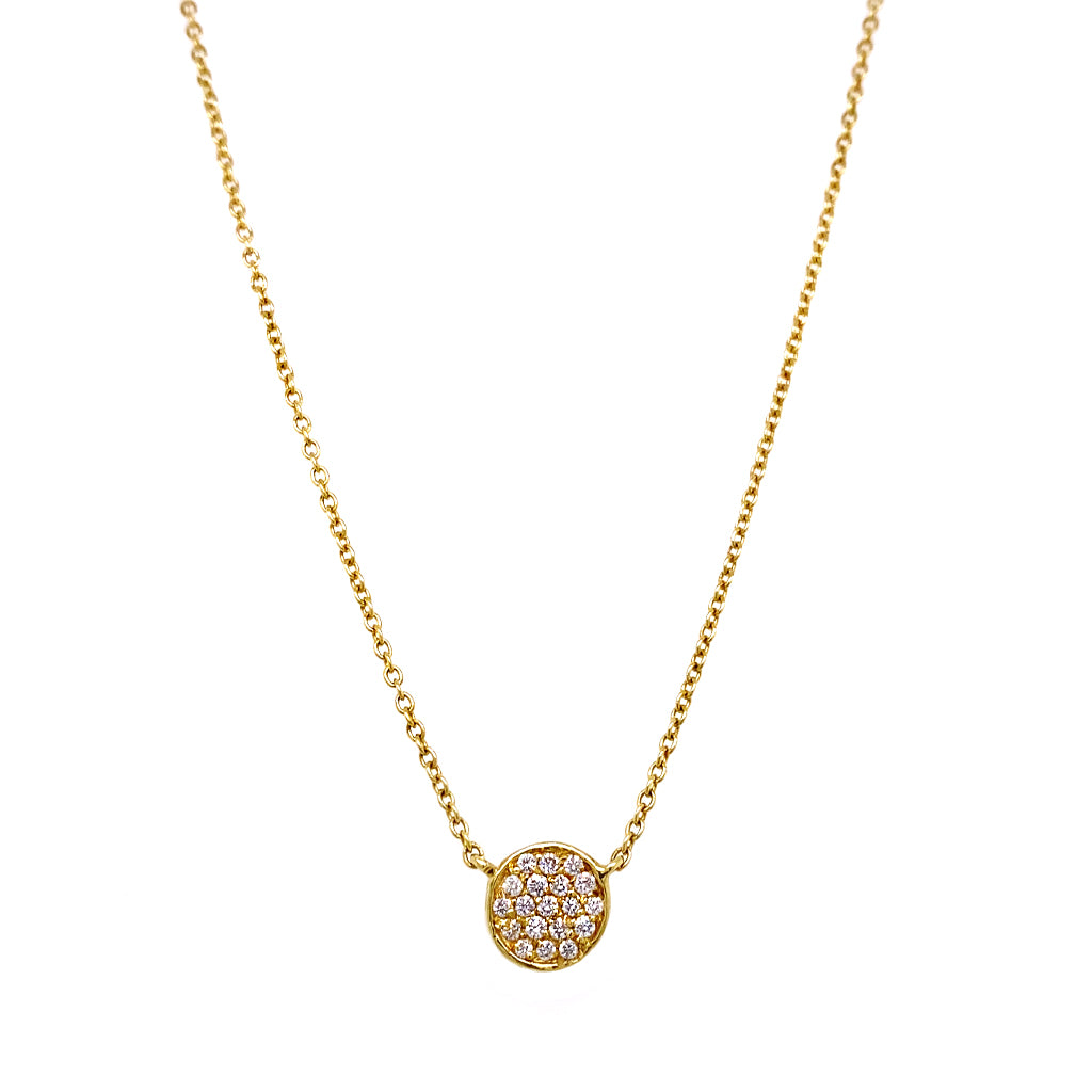 pave diamond disc necklace