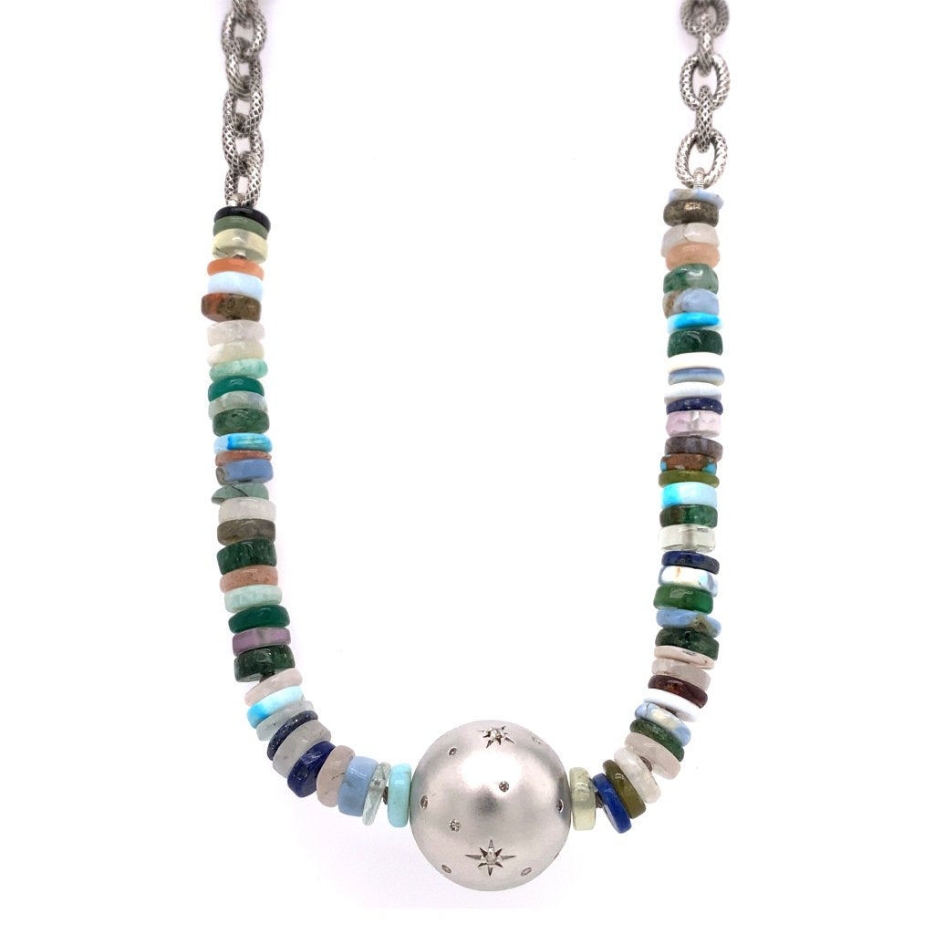 Opal and semi precious bead necklace