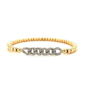 Gold Bead Interlocking Diamond Stretch Bracelet