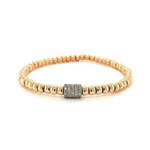 Rose Gold Bead Diamond Rondel Stretch Bracelet