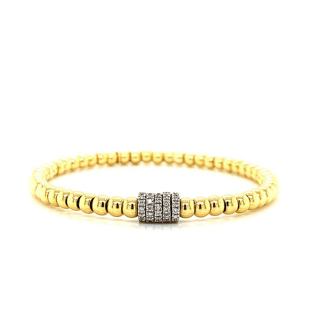 Gold Bead Diamond Bar Stretch Bracelet – Pageo Fine Jewelers