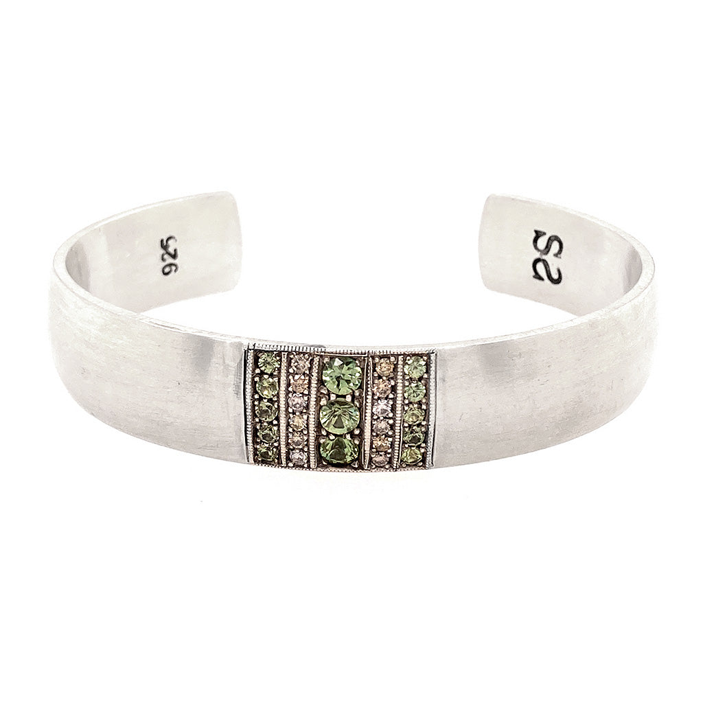 Green Sapphire Center Cuff Bracelet