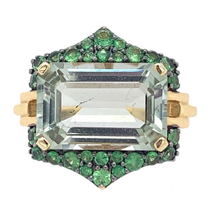 Prasiolite and Tsavorite Ring