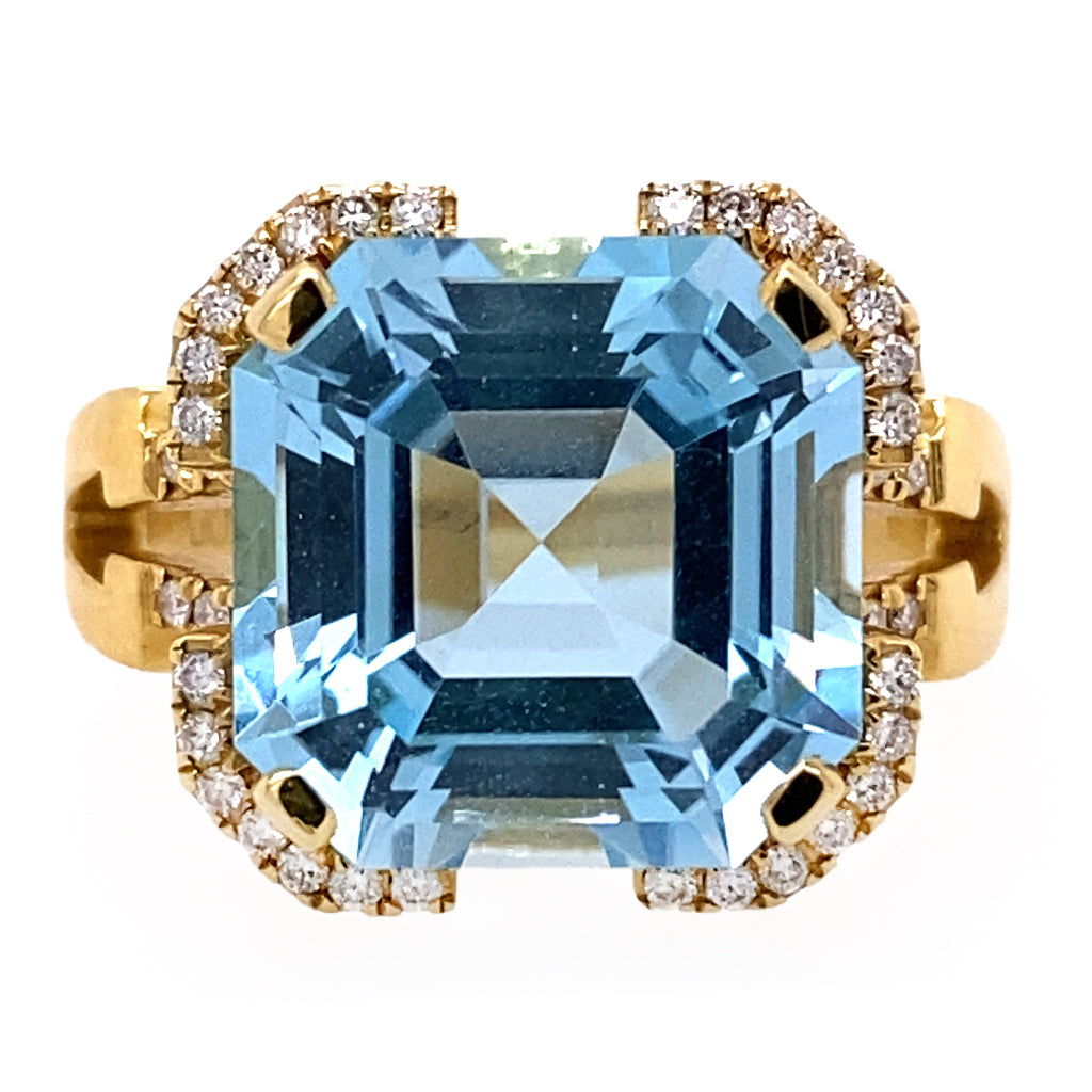 Emerald Cut Blue Topaz Ring