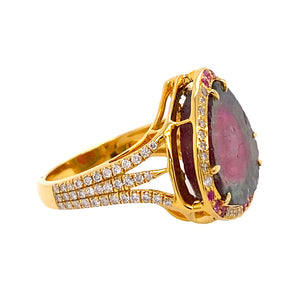 Watermelon Tourmaline and Pink Sapphire Ring