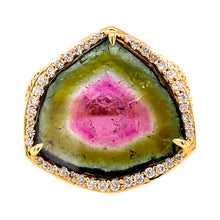 Watermelon Tourmaline and Diamond Ring