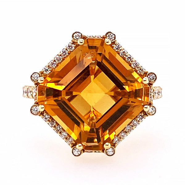 Step cut Citrine Ring