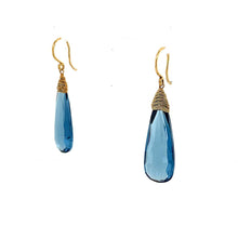 Blue Topaz Drop Wire Back Earrings