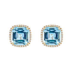 Blue Topaz and Diamond Earrings