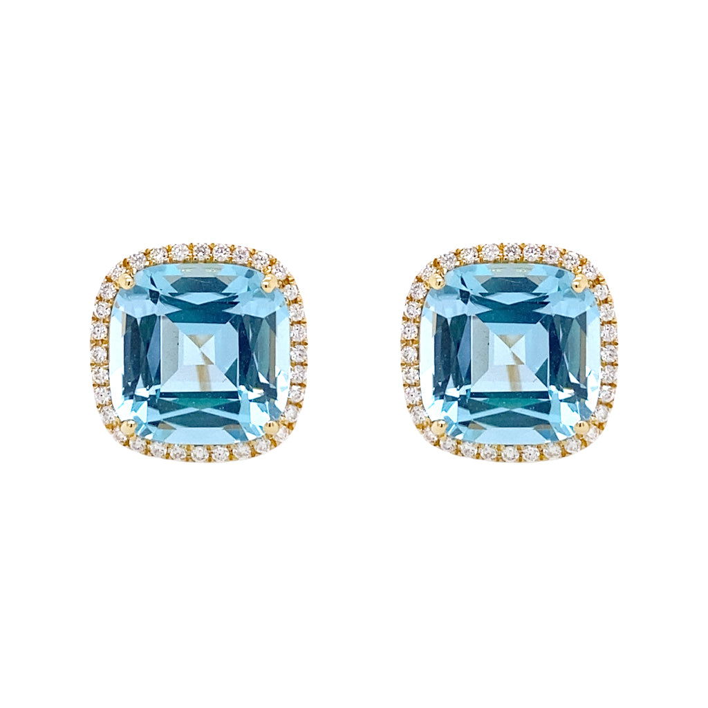 Blue Topaz and Diamond Earrings