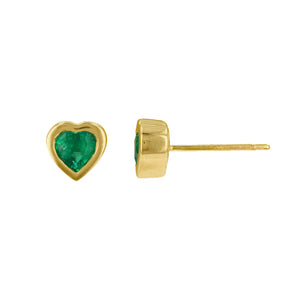 Emerald Heart Shaped Stud Earrings