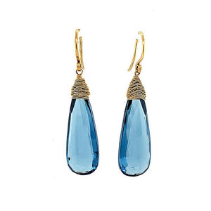 Blue Topaz Drop Wire Back Earrings