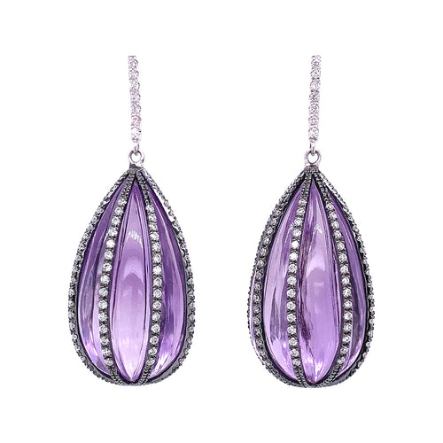 Amethyst and Diamond Drop Earrings