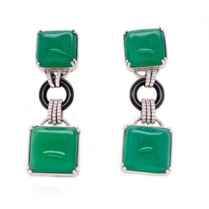 Emerald and Onyx drop earrings
