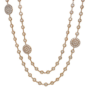 Long Pave Diamond Disc Necklace