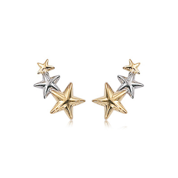 Two-tone Triple Star Earrings