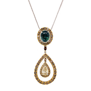 Sapphire and colored Diamond drop pendant
