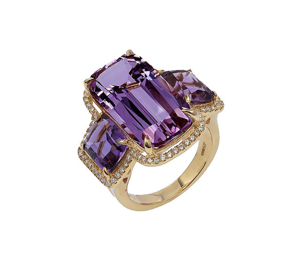 Three Stone Amethyst Ring