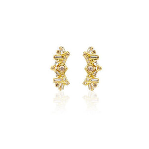Diamond & White Sapphire Cluster Stud Earrings