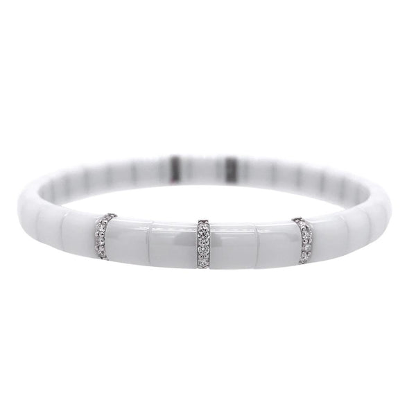 Ceramic Stretch Bracelet with Diamonds