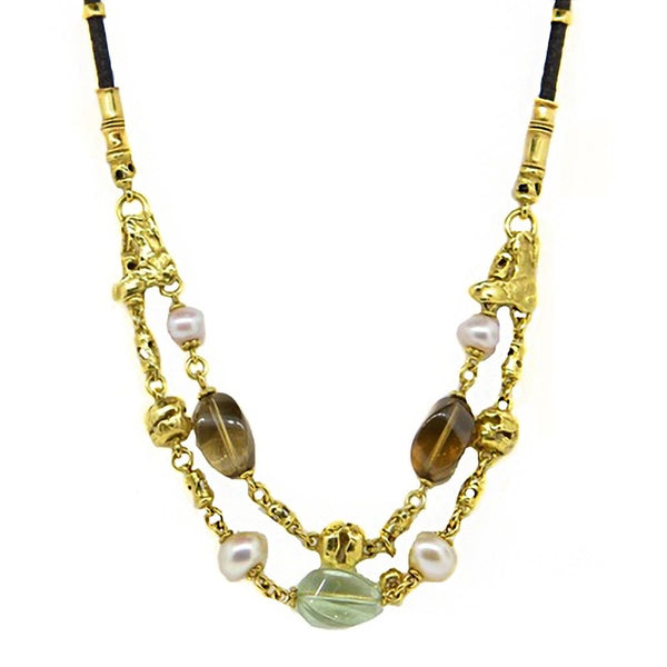 Smoky quartz and pearl necklace