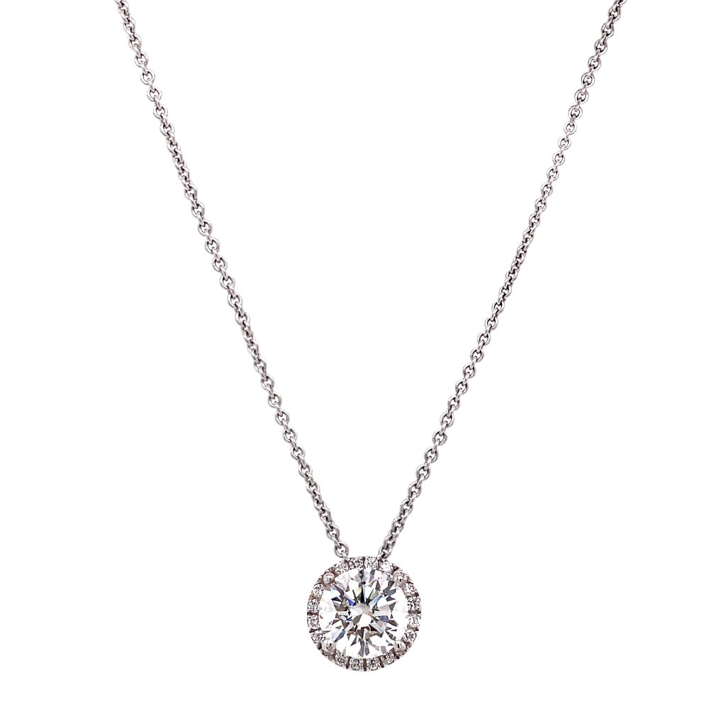 Round Diamond Pendant Necklace with Halo