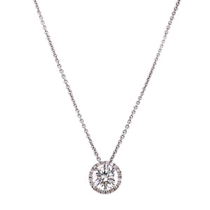 Round Diamond Pendant Necklace with Halo