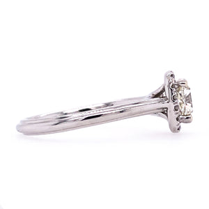 White Gold Pave Halo Cushion Cut Ring