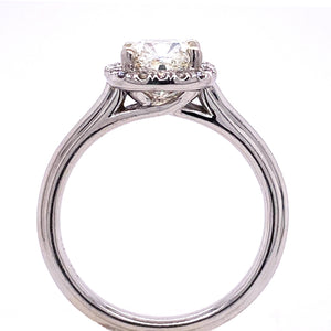 White Gold Pave Halo Cushion Cut Ring