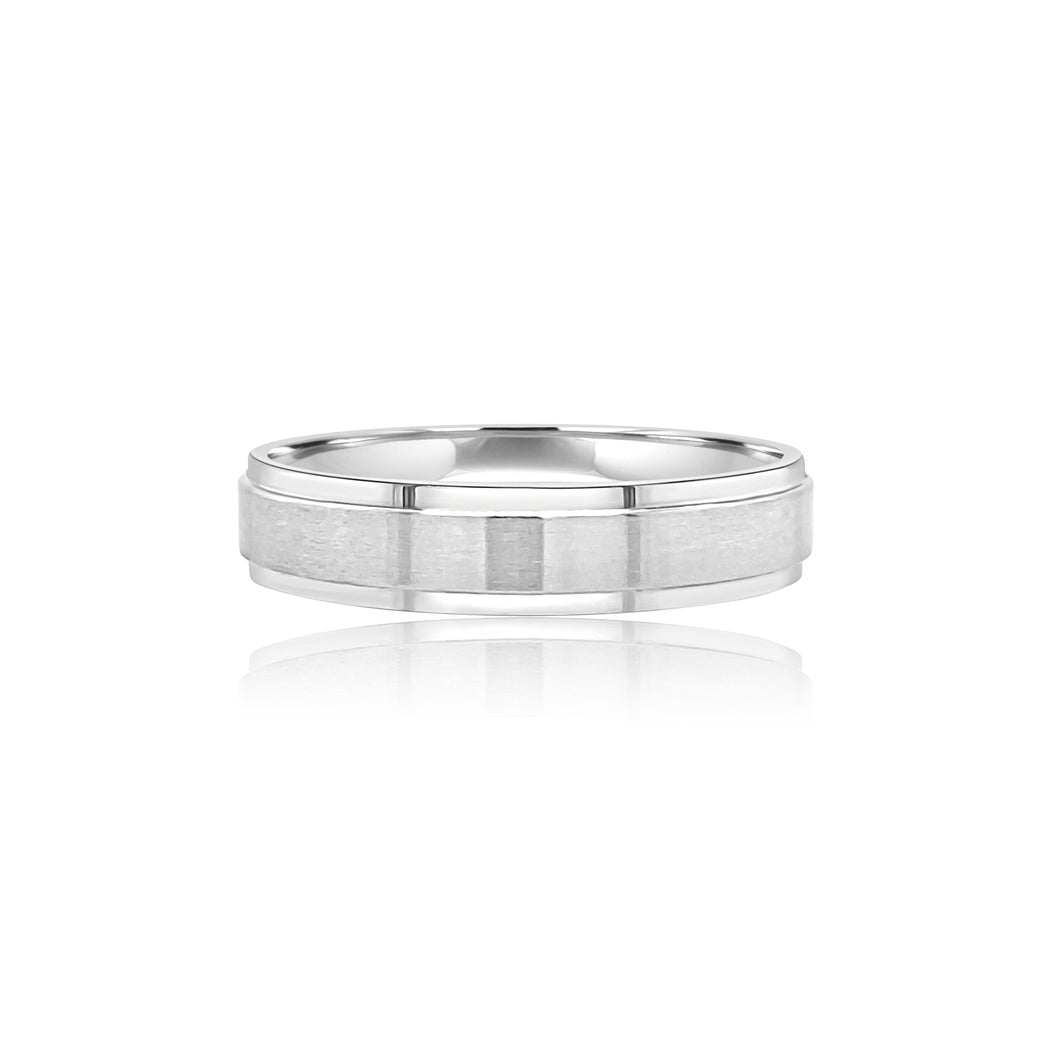 Men's ridged matte wedding band