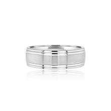 Men's double ridged matte wedding band