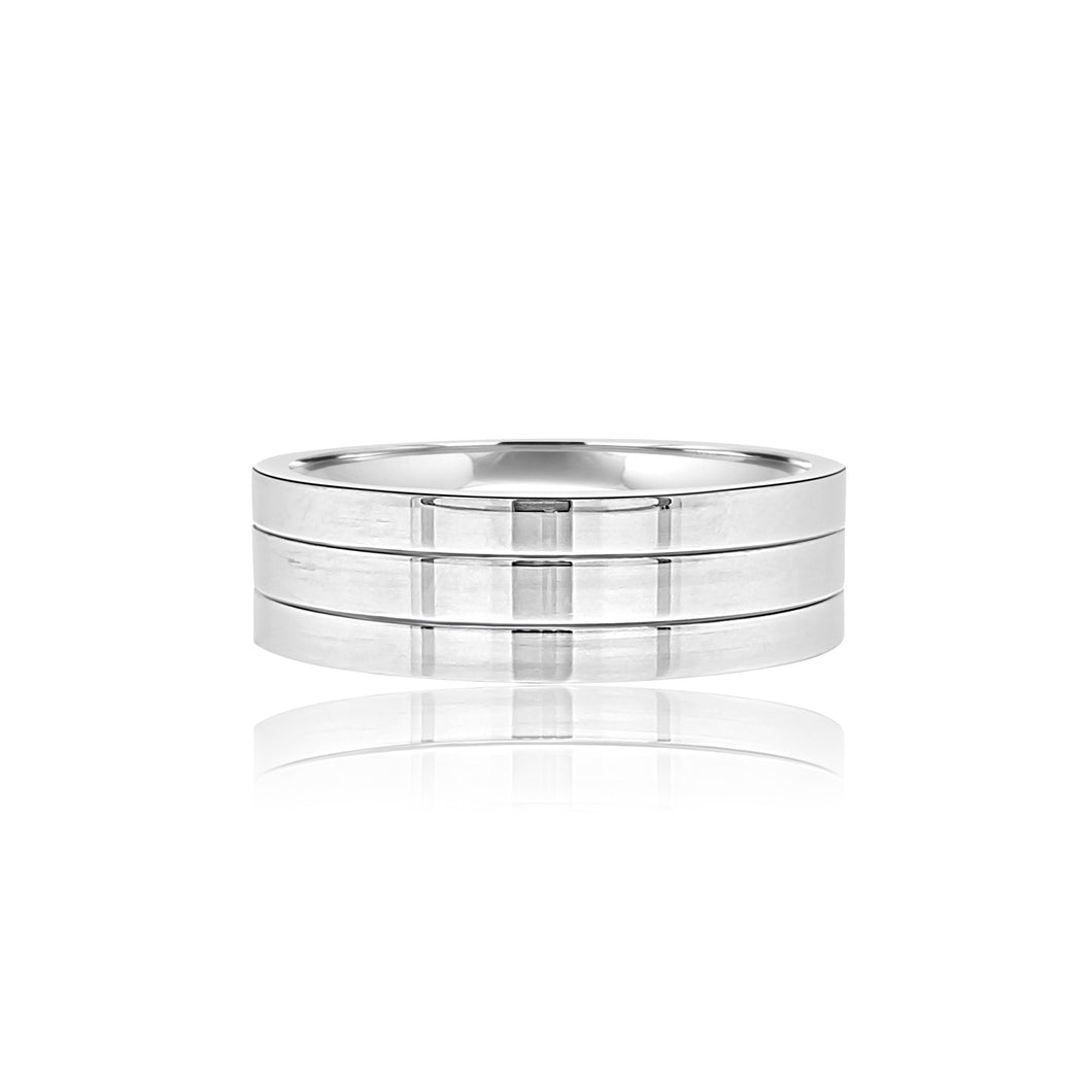 Men's triple ridged matte wedding band